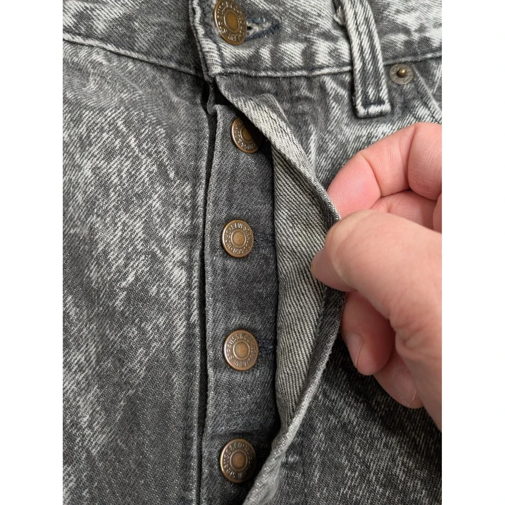 Vintage Levi's 501 Jeans Black Stone Wash 90s Denim Made in USA Straight 03/1990